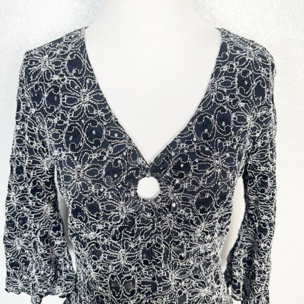 J.T.B.‎ Vintage Fairycore Witchy Whimsigoth Sparkle Beaded V Neck Top Small - Picture 2 of 12